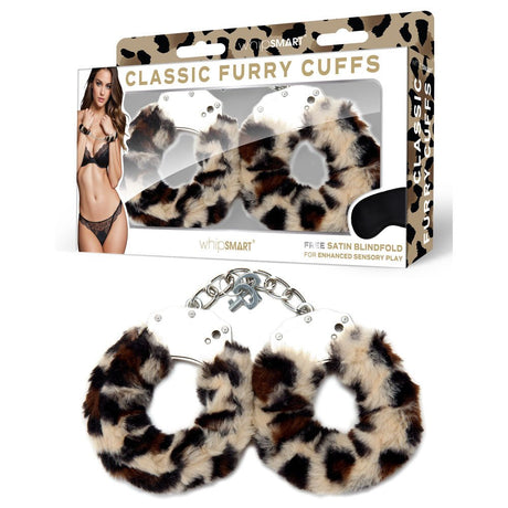 Buy WhipSmart Classic Furry Cuffs - Leopard - Leopard Furry Restraints with Bonus Eye Mask – Naughtyhut NZ sex toys online. Discreet delivery & top brands.