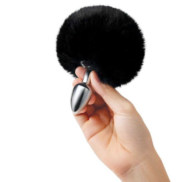 WhipSmart Furry Tales Black Bunny Tail - Metal 6.3 cm Butt Plug with Black Bunny Tail – Sex toys NZ by Naughtyhut. Discreet delivery nationwide.