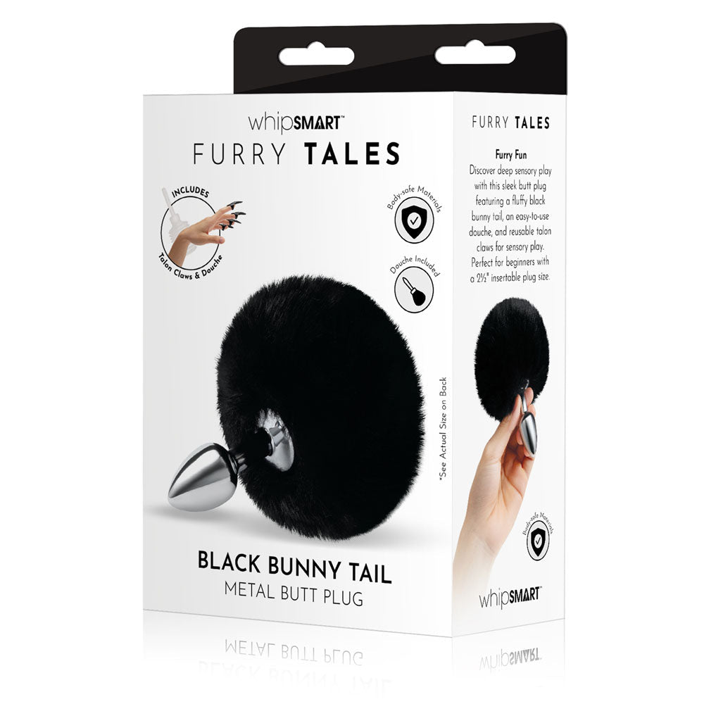 WhipSmart Furry Tales Black Bunny Tail - Metal 6.3 cm Butt Plug with Black Bunny Tail – Sex toys NZ by Naughtyhut. Discreet delivery nationwide.
