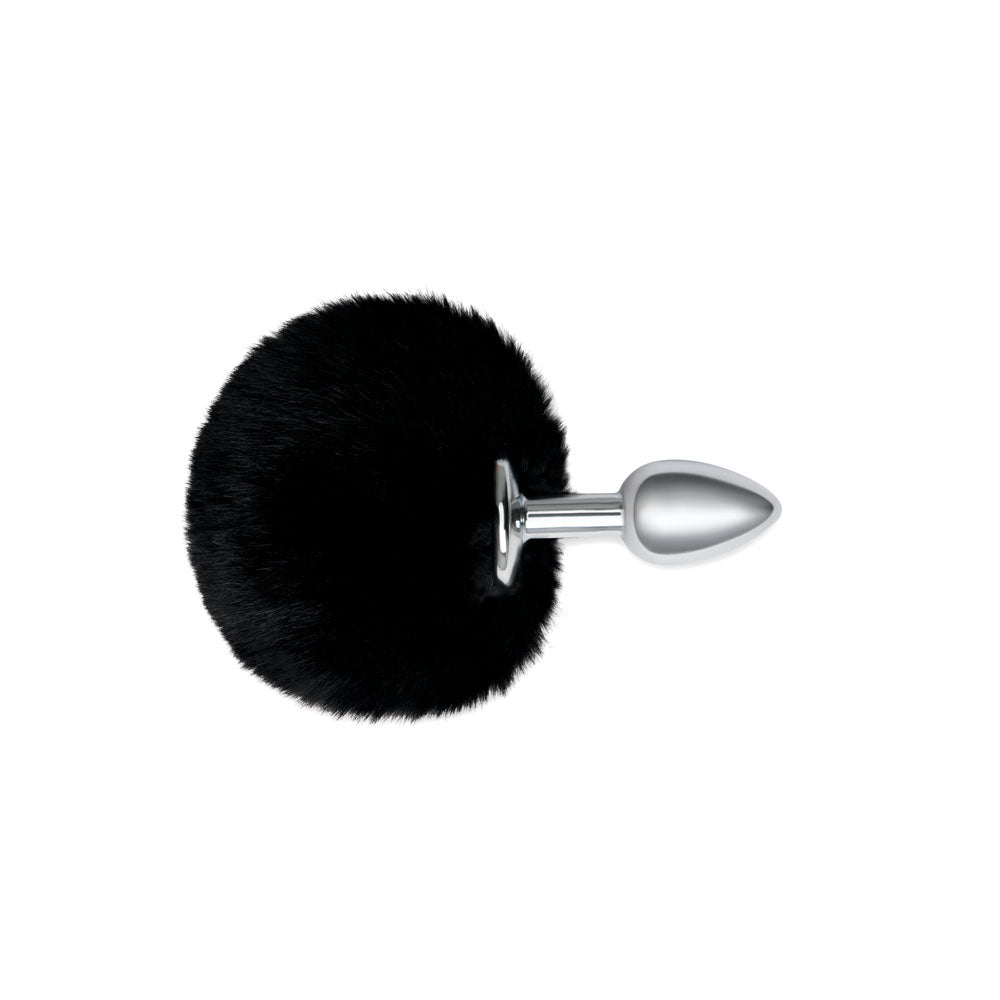 Buy WhipSmart Furry Tales Black Bunny Tail - Metal 6.3 cm Butt Plug with Black Bunny Tail – Naughtyhut NZ sex toys online. Discreet delivery & top brands.