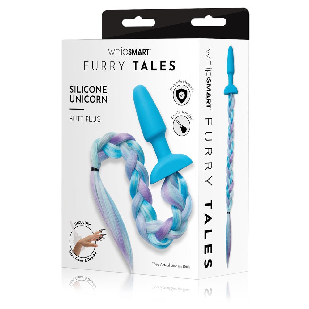 WhipSmart Furry Tales Silicone Unicorn Butt Plug - Blue 8.9 cm Butt Plug with Unicorn Tail – Sex toys NZ by Naughtyhut. Discreet delivery nationwide.