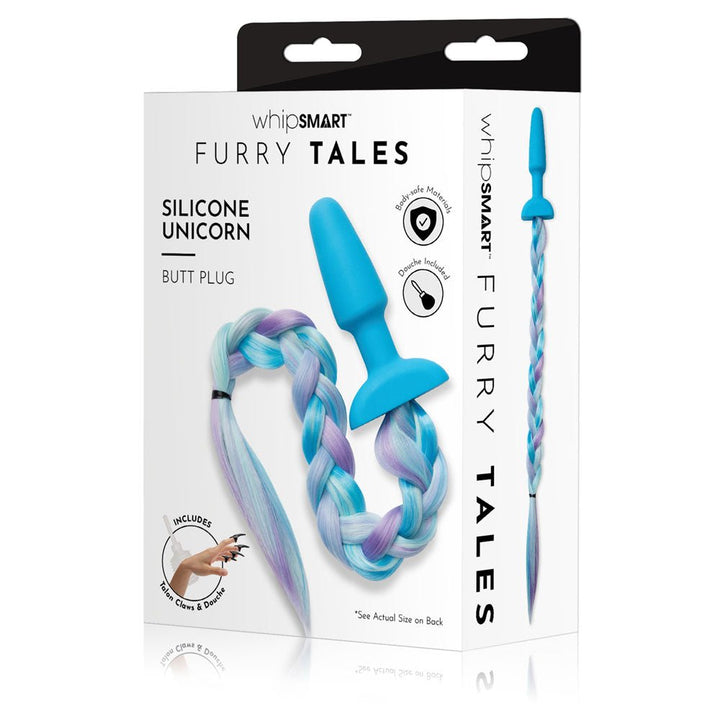 WhipSmart Furry Tales Silicone Unicorn Butt Plug - Blue 8.9 cm Butt Plug with Unicorn Tail – Sex toys NZ by Naughtyhut. Discreet delivery nationwide.
