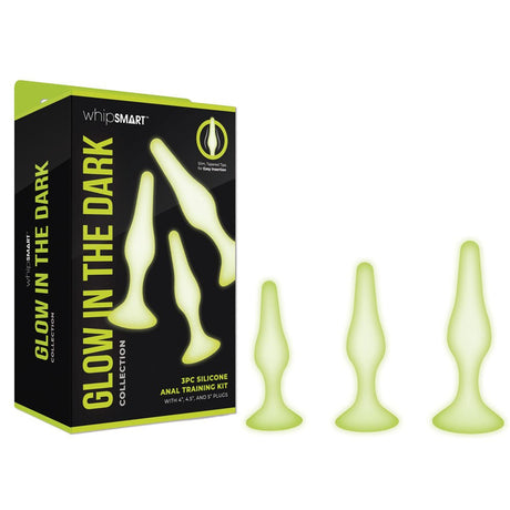Buy WhipSmart Glow In The Dark 3pc Anal Training Kit - Glow In Dark Butt Plugs - Set of 3 Sizes – Naughtyhut NZ sex toys online. Discreet delivery & top brands.