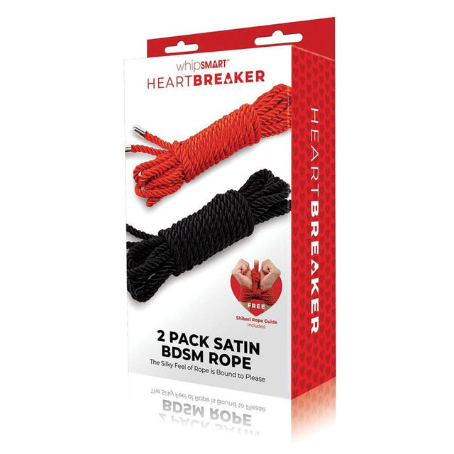 Buy WhipSmart Heartbreaker 2 Pack Satin BDSM Rope - Black & Red Ropes - Set of 2 – Naughtyhut NZ sex toys online. Discreet delivery & top brands.