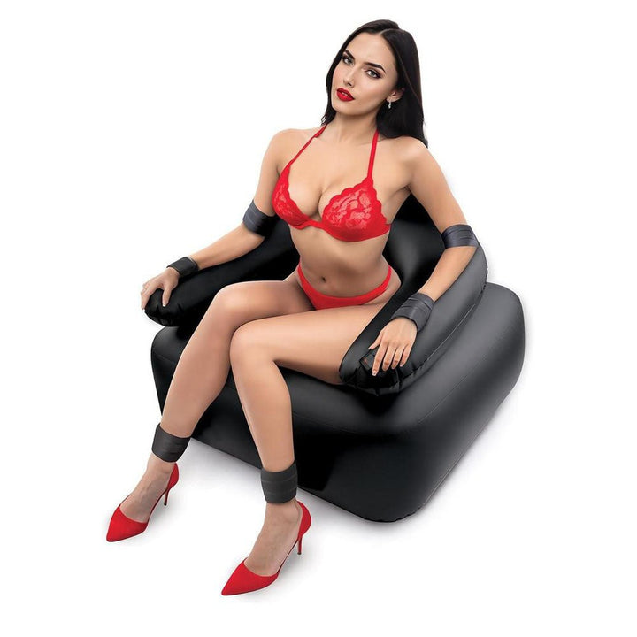Whipsmart Inflatable Bondage Chair - Black Inflatable Chair with 6'' Vibrating Dong – Sex toys NZ by Naughtyhut. Discreet delivery nationwide.