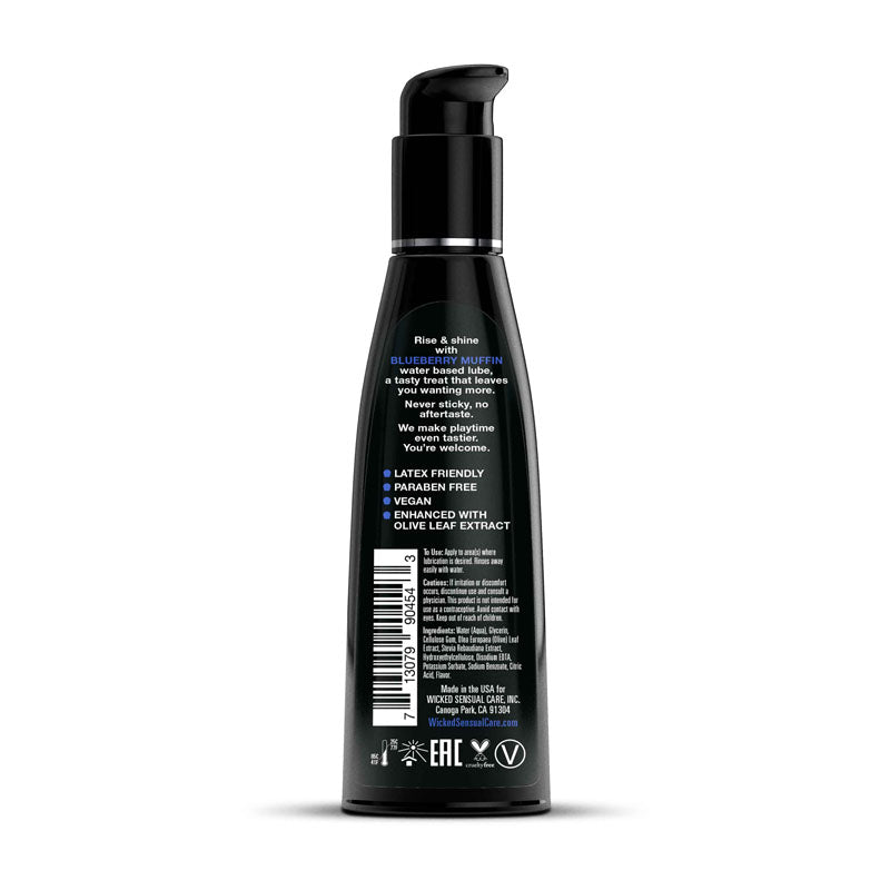 Buy Wicked Aqua Blueberry Muffin - Blueberry Muffin Flavoured Water Based Lubricant - 120 ml (4 oz) Bottle – Naughtyhut NZ sex toys online. Discreet delivery & top brands.