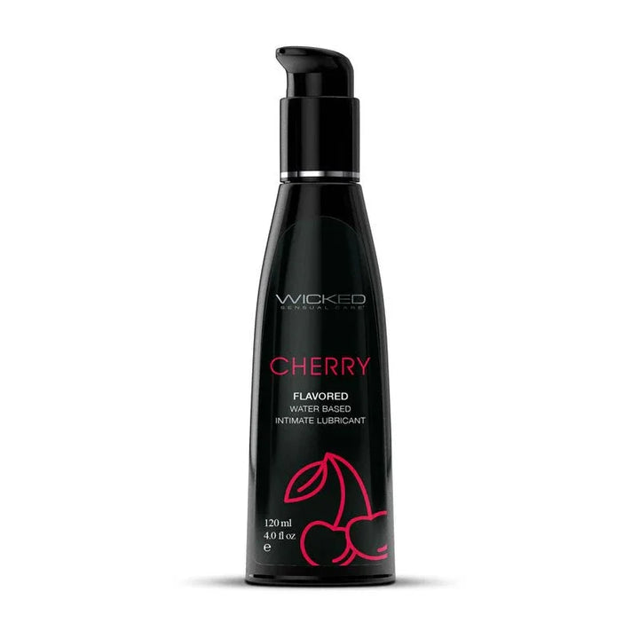 Wicked Aqua Cherry 120 ml, black pump bottle with the pink cherries label