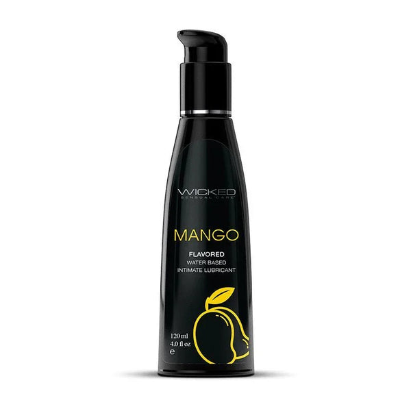 Wicked Aqua Mango 120 ml, black pump bottle with the yellow mango label