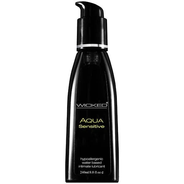 Wicked Aqua Sensitive 240 ml, tall black pump bottle, hypoallergenic front label