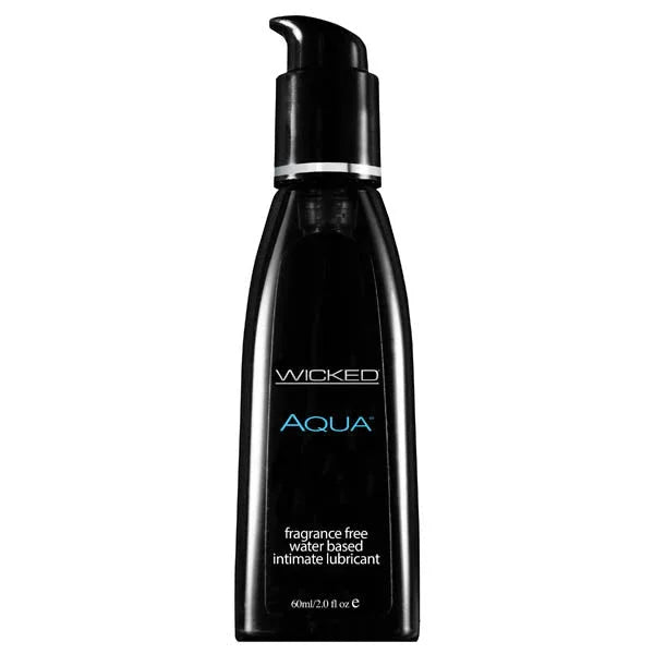 Wicked Aqua 60 ml, black pump bottle with the blue Aqua label, on white