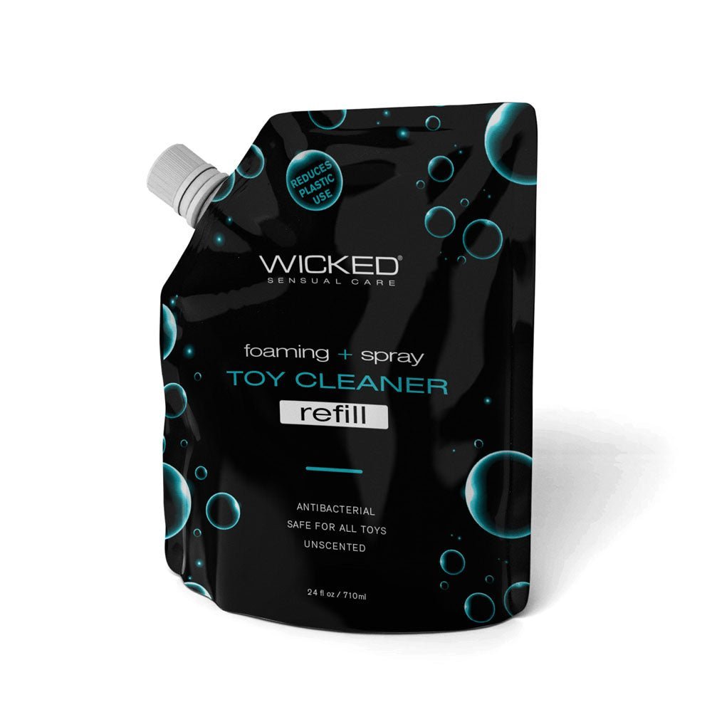 Wicked Foaming & Spray Toy Cleaner Refill - Unscented Antibacterial Toy Cleaner - 710 ml (24 oz) Pouch – Sex toys NZ by Naughtyhut. Discreet delivery nationwide.