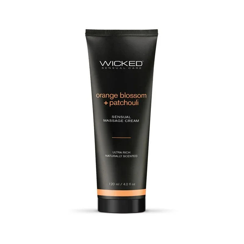 Wicked Orange Blossom + Patchouli Massage Cream 120 ml, black tube with orange band