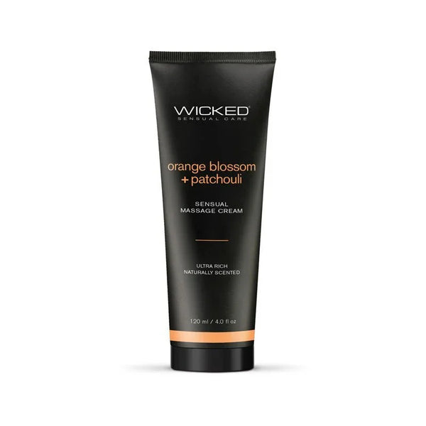 Wicked Orange Blossom + Patchouli Massage Cream 120 ml, black tube with orange band