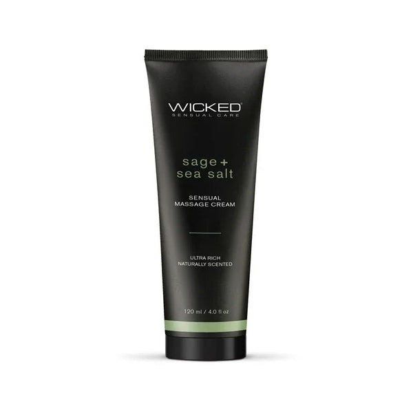 Wicked Sage + Sea Salt Massage Cream 120 ml, black tube with a pale green band