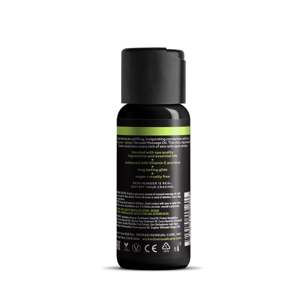 Buy Wicked Sensual Massage Oil - Lemongrass + Ginger - Lemongrass and Ginger Scented Massage Oil - 120 ml Tube – Naughtyhut NZ sex toys online. Discreet delivery & top brands.