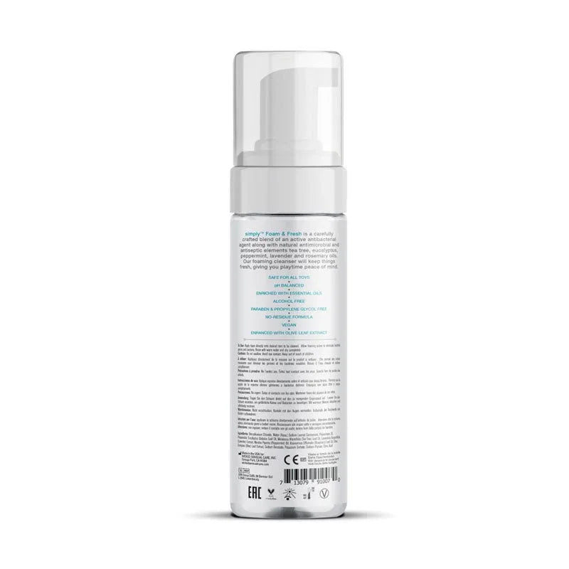 Wicked Simply Foam 'n Fresh 207 ml, back of the bottle with directions and ingredients