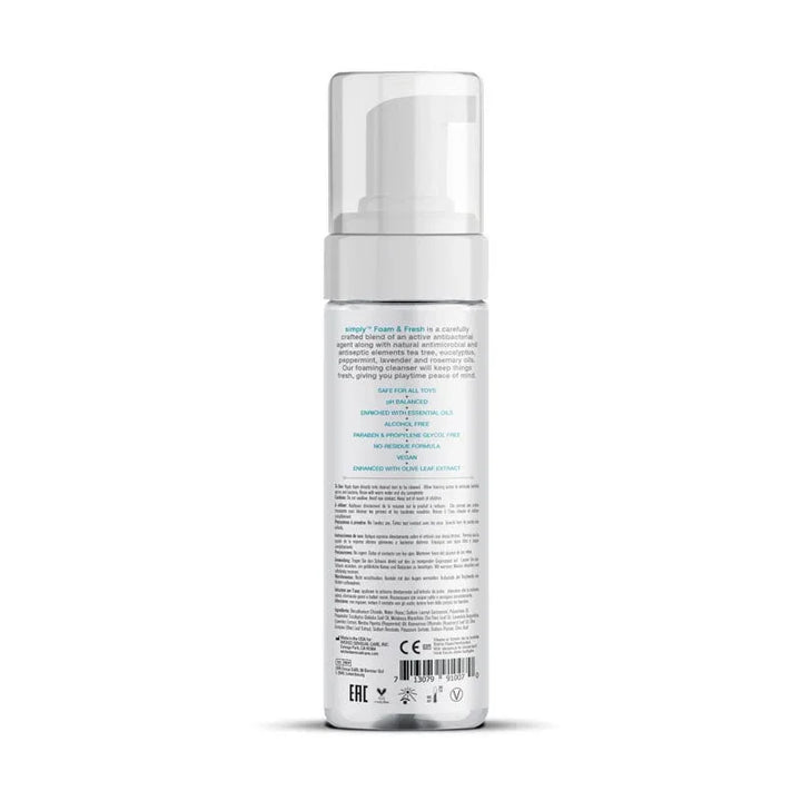 Wicked Simply Foam 'n Fresh 207 ml, back of the bottle with directions and ingredients