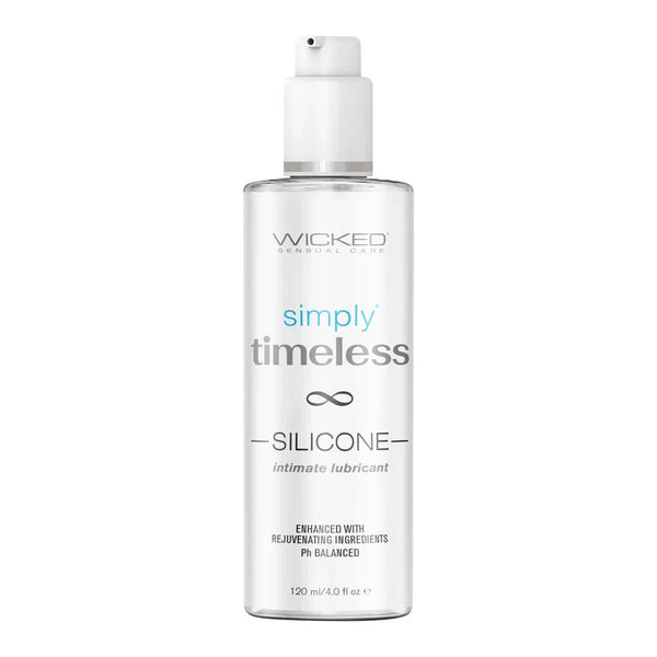 Wicked Simply Timeless Silicone 120 ml, clear pump bottle, front label on white