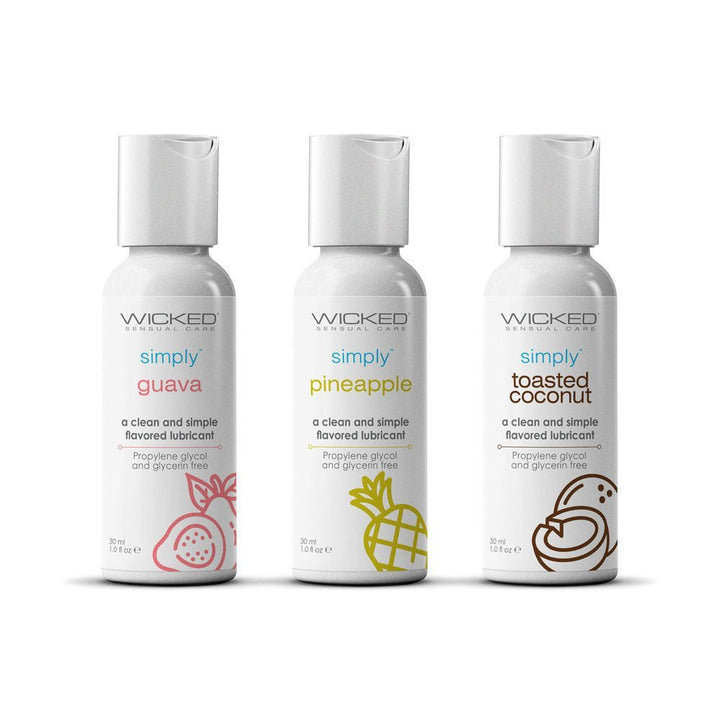 Wicked Simply Tropical Trio - Flavoured Water Based Lubricants - Set of 3 x 30 ml Bottles – Sex toys NZ by Naughtyhut. Discreet delivery nationwide.