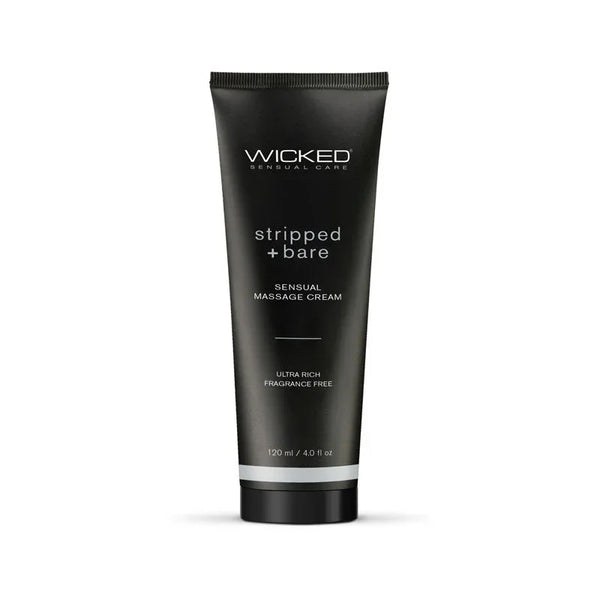 Wicked Stripped + Bare Massage Cream 120 ml, black tube standing on its cap