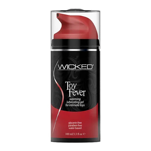 Wicked Toy Fever 100 ml, black and red airless pump bottle of warming toy gel