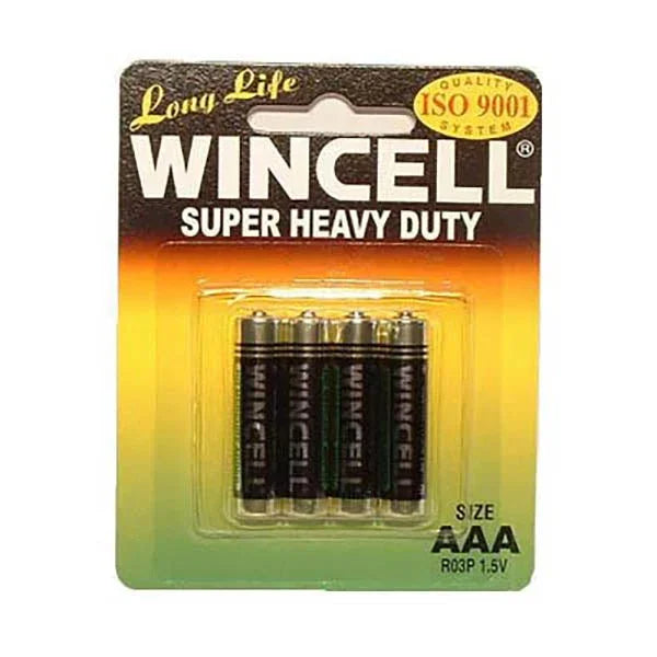 Wincell AAA Super Heavy Duty batteries, 4-pack blister card