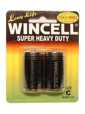 Wincell C Super Heavy Duty batteries, 2-pack blister card