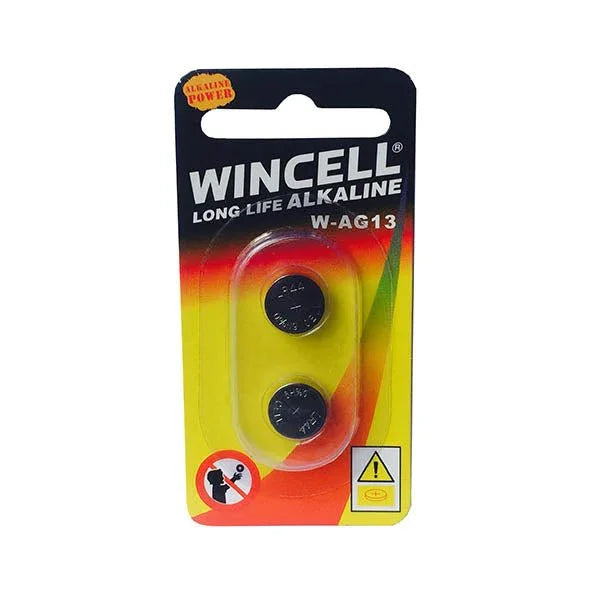 Wincell LR44 alkaline button cells, 2-pack blister card
