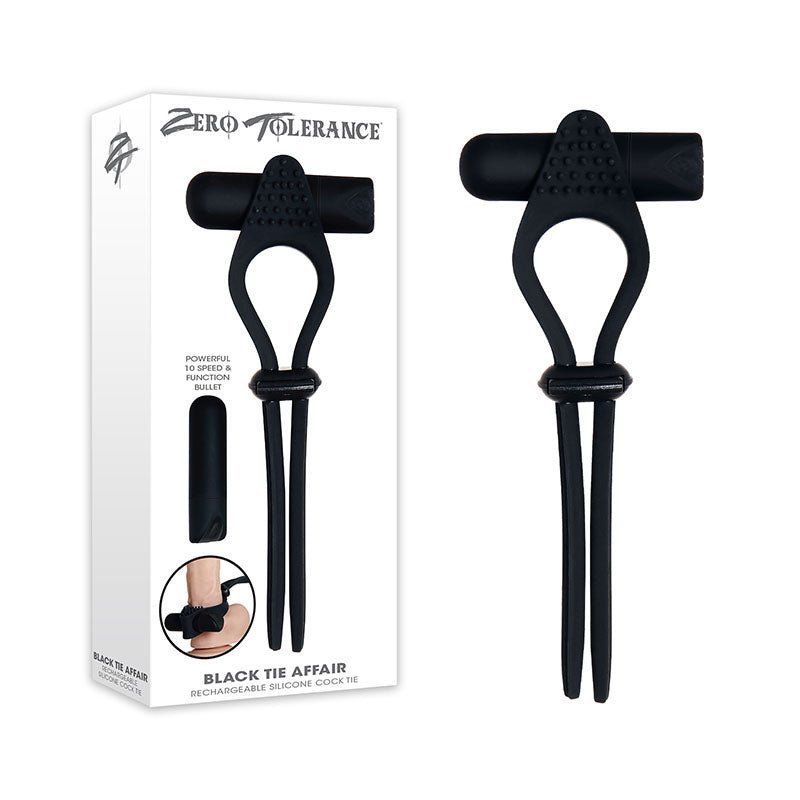 Zero Tolerance Black Tie Affair - Black USB Rechargeable Vibrating Lasoo Cock Ring – Sex toys NZ by Naughtyhut. Discreet delivery nationwide.