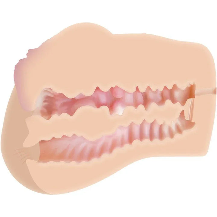 Cutaway diagram of the stroker showing the two ribbed internal canals