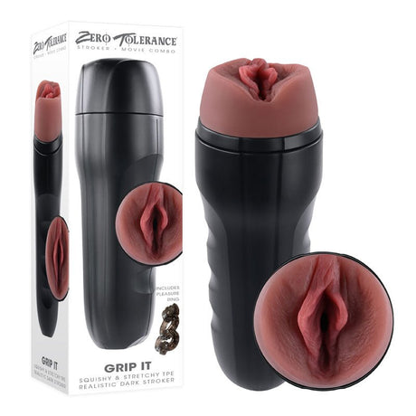 Buy Zero Tolerance GRIP IT DARK - Brown Vagina Stroker – Naughtyhut NZ sex toys online. Discreet delivery & top brands.