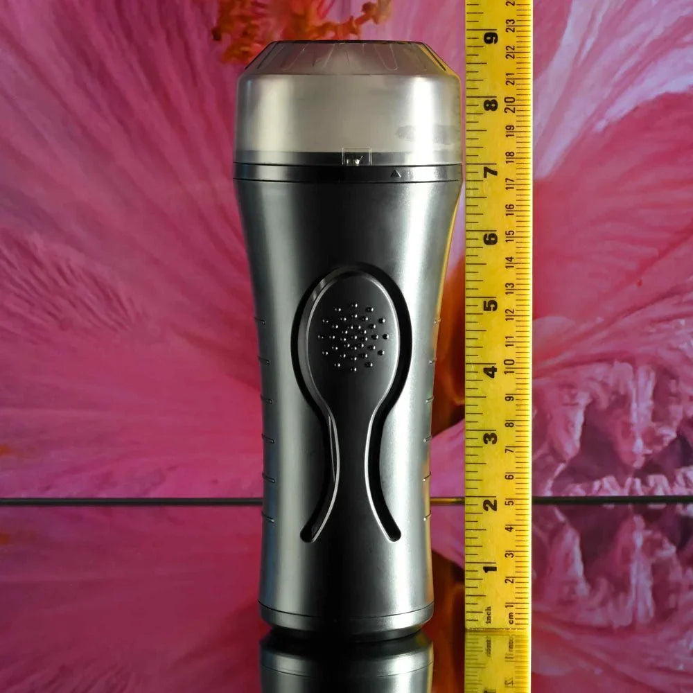 Hold Tight stroker stood beside a ruler to show its length