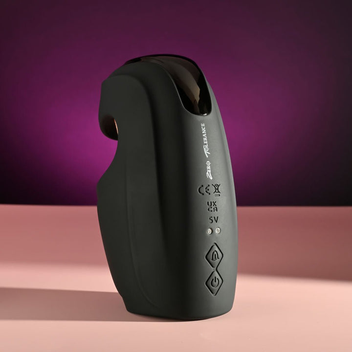 Zero Tolerance LICK THE TIP - Black USB Rechargeable Vibrating & Flicking Masturbator – Sex toys NZ by Naughtyhut. Discreet delivery nationwide.