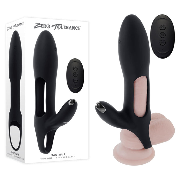 Zero Tolerance NAUTILUS - Black USB Rechargeable Vibrating Penis Extender Sleeve – Sex toys NZ by Naughtyhut. Discreet delivery nationwide.