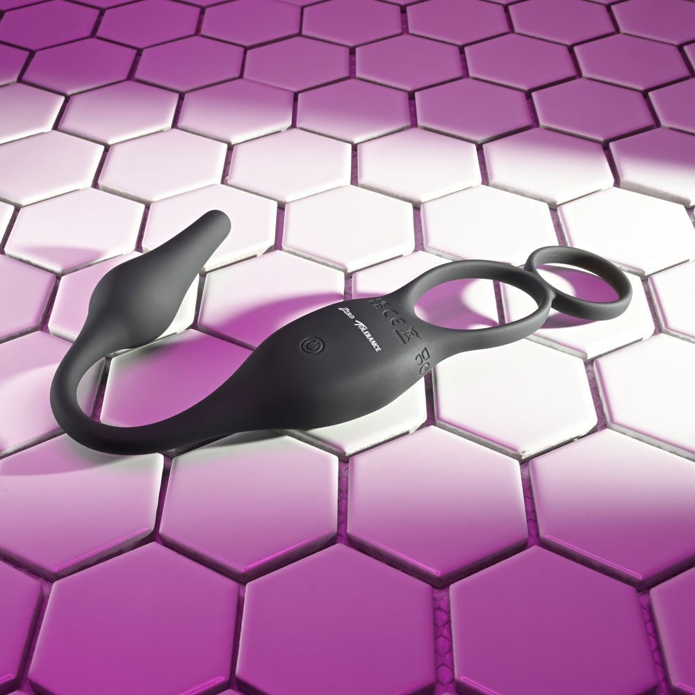 Zero Tolerance PLUG & TUG - Black USB Rechargeable Vibrating Cock Ring with Anal Plug – Sex toys NZ by Naughtyhut. Discreet delivery nationwide.