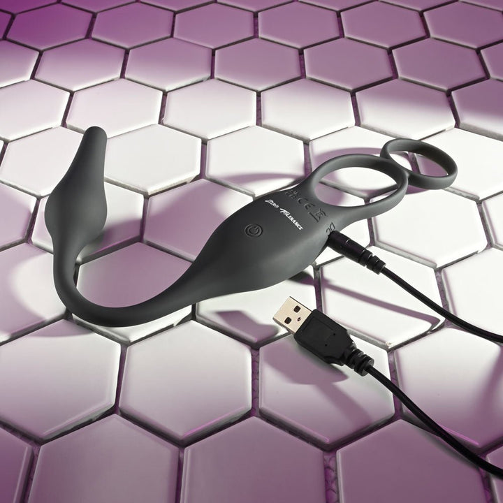 Zero Tolerance PLUG & TUG - Black USB Rechargeable Vibrating Cock Ring with Anal Plug – Sex toys NZ by Naughtyhut. Discreet delivery nationwide.