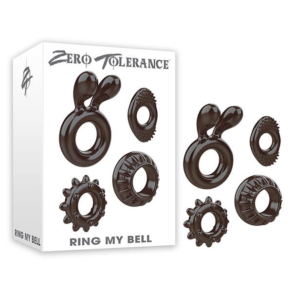 Zero Tolerance Ring My Bell - Black Cock Rings - Set of 4 – Sex toys NZ by Naughtyhut. Discreet delivery nationwide.