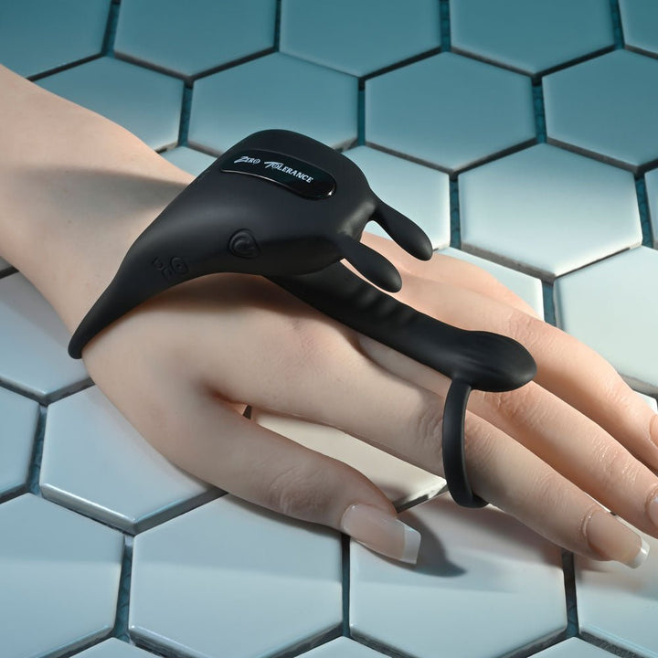 Zero Tolerance SADDLE UP - Black USB Rechargeable Vibrating Cock & Ball Rings – Sex toys NZ by Naughtyhut. Discreet delivery nationwide.