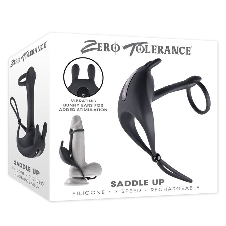 Zero Tolerance SADDLE UP - Black USB Rechargeable Vibrating Cock & Ball Rings – Sex toys NZ by Naughtyhut. Discreet delivery nationwide.
