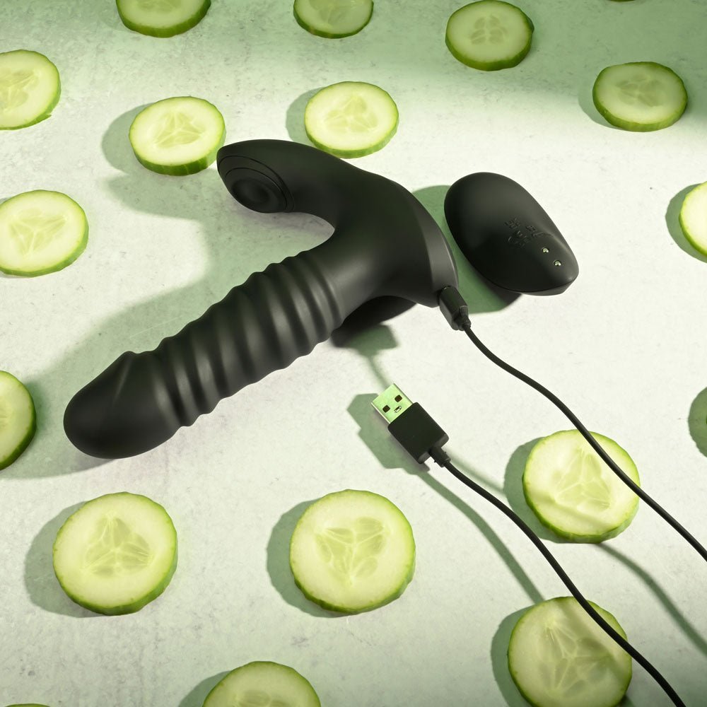 Zero Tolerance STRIKER - Black 16.4 cm USB Rechargeable Thrusting Anal Vibrator with Wireless Remote Control – Sex toys NZ by Naughtyhut. Discreet delivery nationwide.