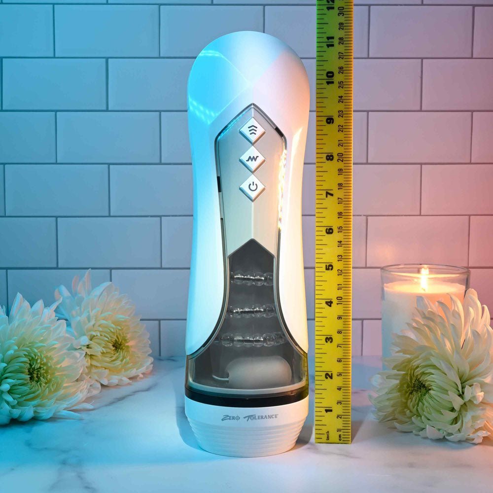 Zero Tolerance STROKING BUDDY - White USB Rechargeable Vibrating & Thrusting Stroker – Sex toys NZ by Naughtyhut. Discreet delivery nationwide.
