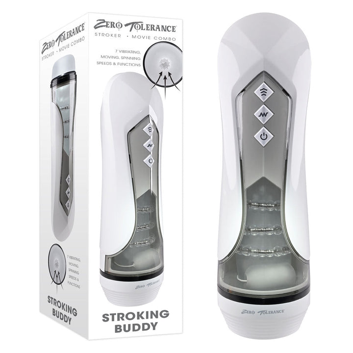 Zero Tolerance STROKING BUDDY - White USB Rechargeable Vibrating & Thrusting Stroker – Sex toys NZ by Naughtyhut. Discreet delivery nationwide.