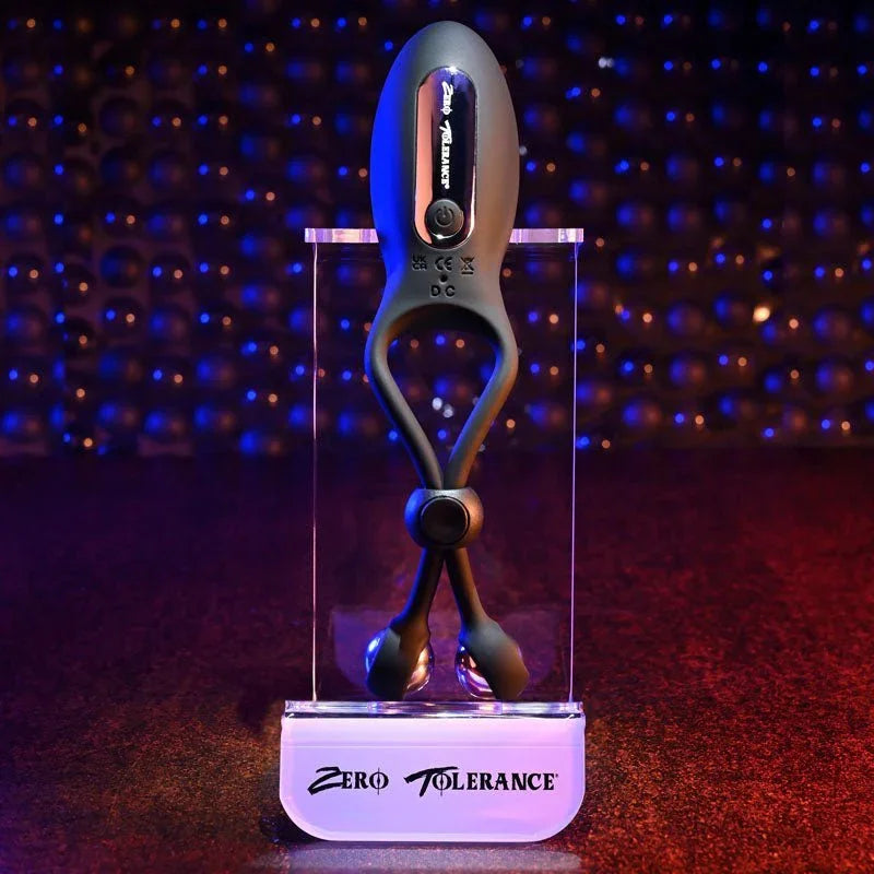 The Big Bang displayed upright on a lit Zero Tolerance plinth