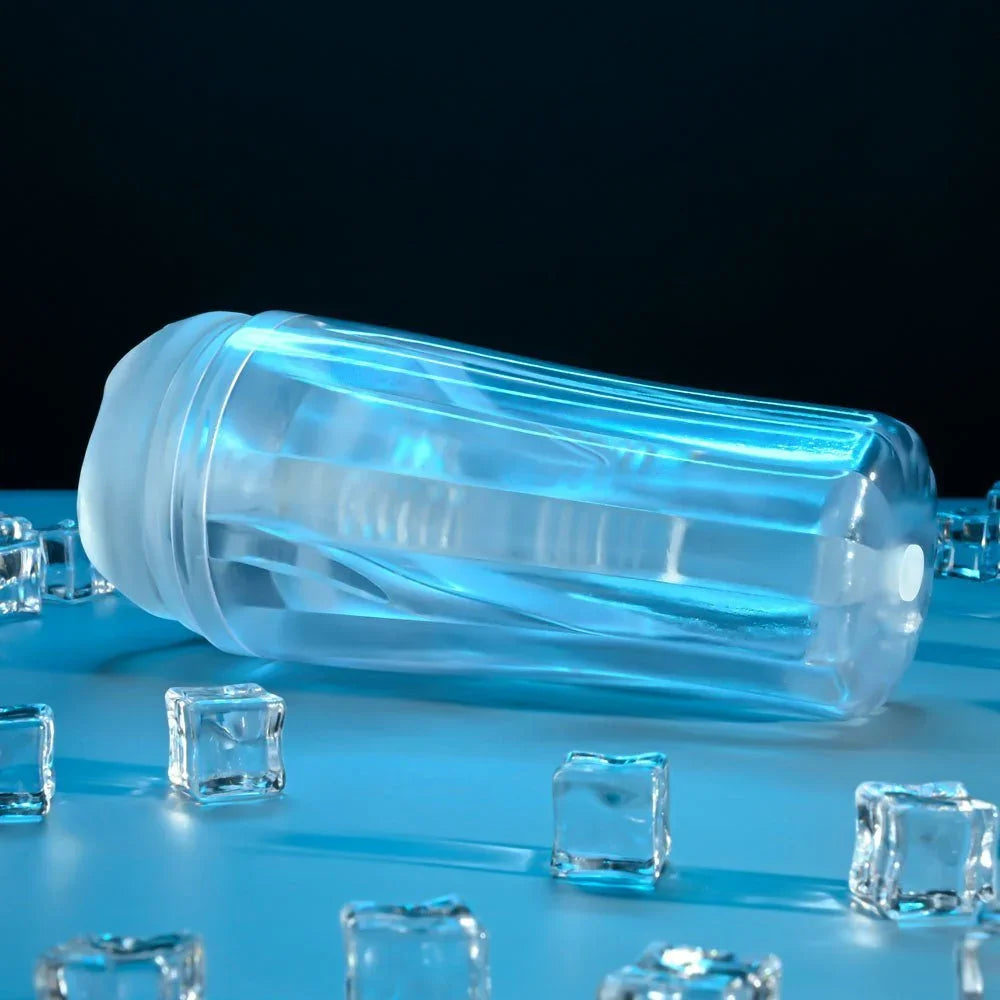 The Clear Choice on its side, ribbed internal canal visible through the clear body