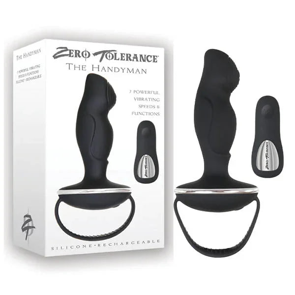 Zero Tolerance The Handyman retail box, front of pack showing the black anal plug and its remote