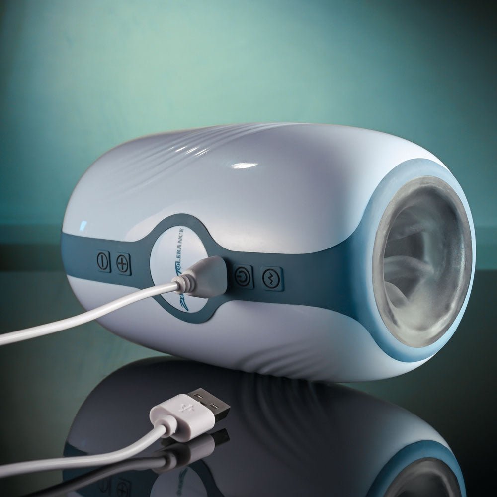 Buy Zero Tolerance TOUCHDOWN - White 15 cm USB Rechargeable Vibrating & Tightening Stroker – Naughtyhut NZ sex toys online. Discreet delivery & top brands.