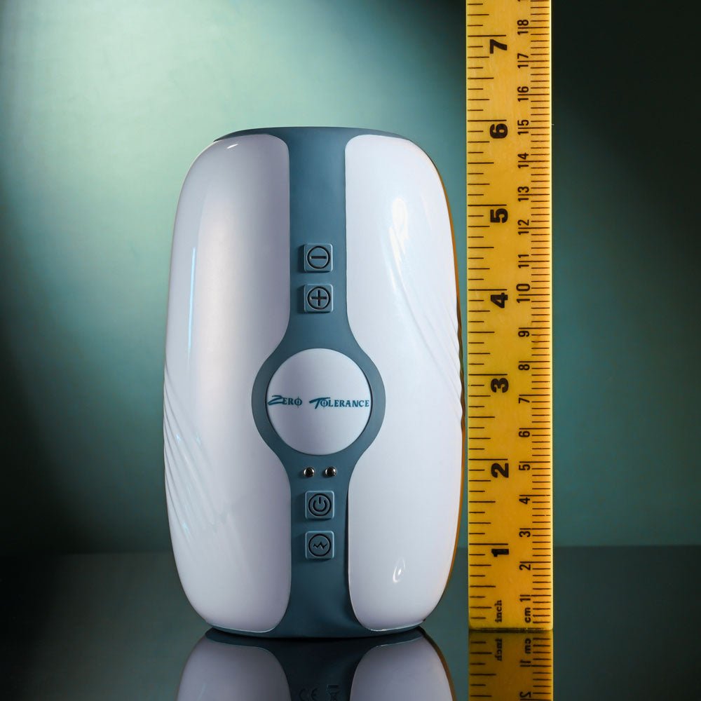 Buy Zero Tolerance TOUCHDOWN - White 15 cm USB Rechargeable Vibrating & Tightening Stroker – Naughtyhut NZ sex toys online. Discreet delivery & top brands.