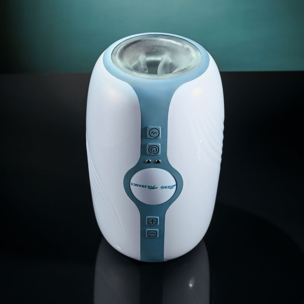 Buy Zero Tolerance TOUCHDOWN - White 15 cm USB Rechargeable Vibrating & Tightening Stroker – Naughtyhut NZ sex toys online. Discreet delivery & top brands.