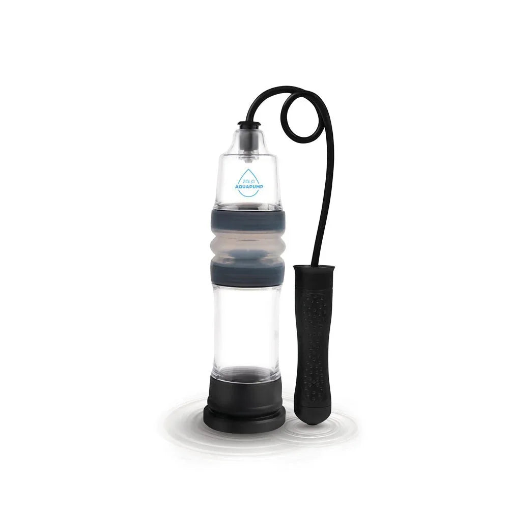 Zolo Aquapump Auto Pro standing in shallow water, illustrating bath and shower use