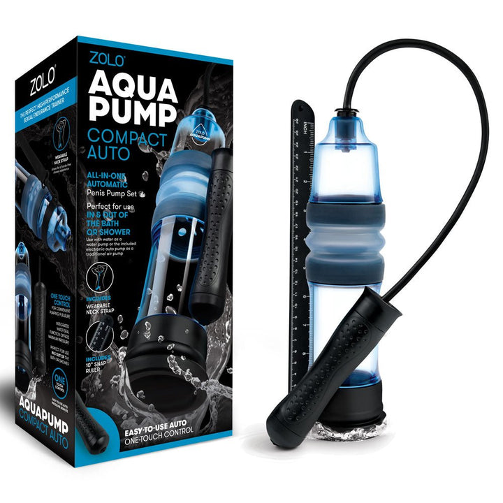 Buy Zolo Aquapump Compact Auto - Blue Auto Water Penis Pump – Naughtyhut NZ sex toys online. Discreet delivery & top brands.